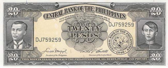 Philippinen 20 Pesos 1949 p137d